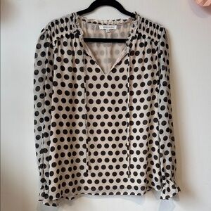 Rose & Olive Black and Cream Polka Dot Blouse size large